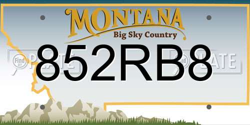 852RB8 Montana License Plate