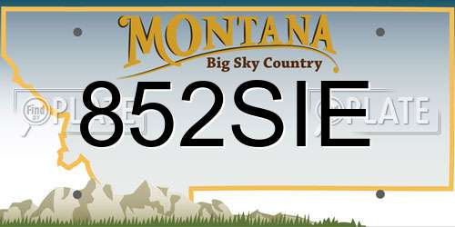 852SIE Montana License Plate