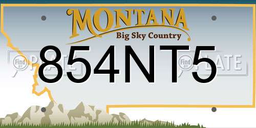 854NT5 Montana License Plate