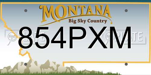 854PXM Montana License Plate