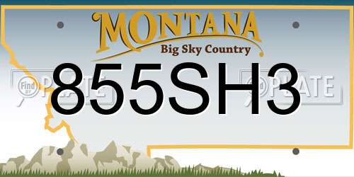 855SH3 Montana License Plate