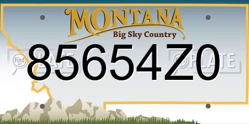 85654Z0 Montana License Plate