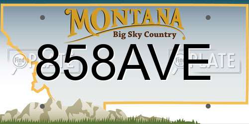 858AVE Montana License Plate