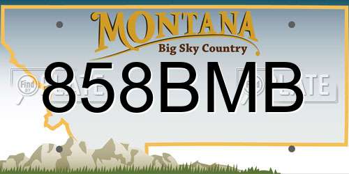 858BMB Montana License Plate