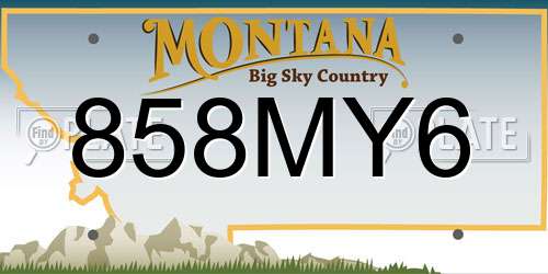 858MY6 Montana License Plate
