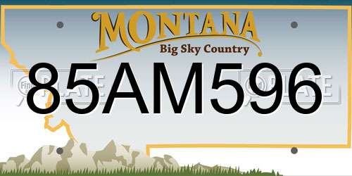 85AM596 Montana License Plate