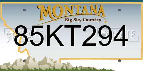 85KT294 Montana License Plate
