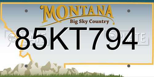 85KT794 Montana License Plate