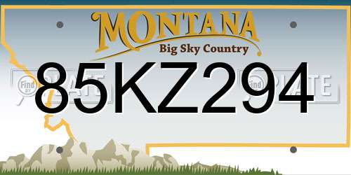 85KZ294 Montana License Plate