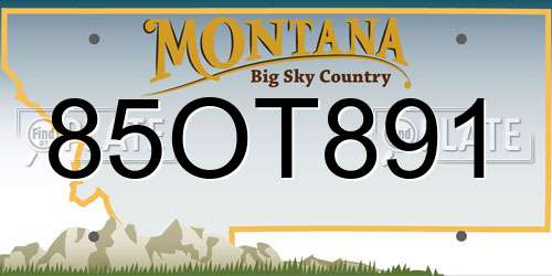 85OT891 Montana License Plate