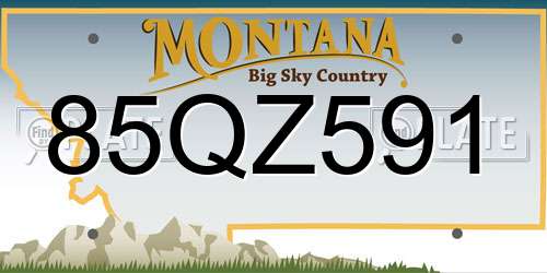 85QZ591 Montana License Plate