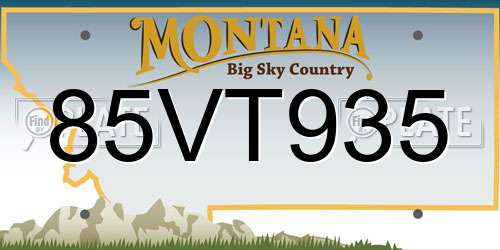 85VT935 Montana License Plate