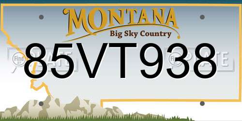 85VT938 Montana License Plate