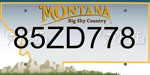 85ZD778 Montana License Plate