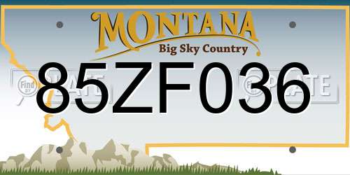 85ZF036 Montana License Plate