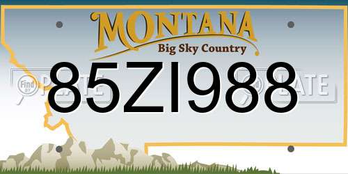 85ZI988 Montana License Plate