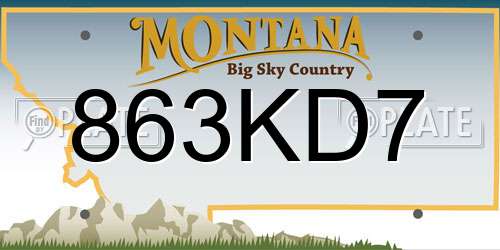 863KD7 Montana License Plate