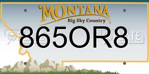 865OR8 Montana License Plate