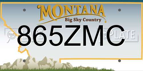 865ZMC Montana License Plate