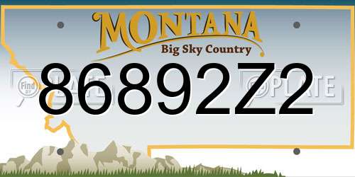86892Z2 Montana License Plate