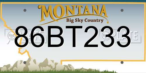 86BT233 Montana License Plate