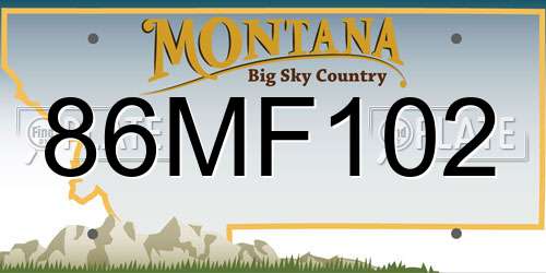 86MF102 Montana License Plate