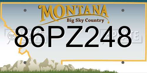 86PZ248 Montana License Plate