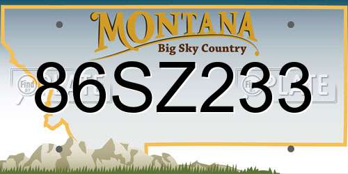 86SZ233 Montana License Plate