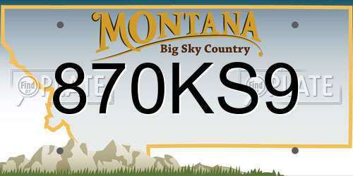 870KS9 Montana License Plate