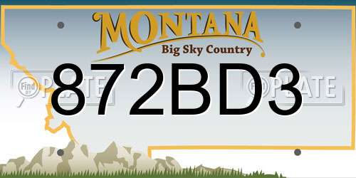 872BD3 Montana License Plate
