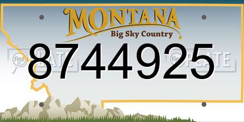 8744925 Montana License Plate