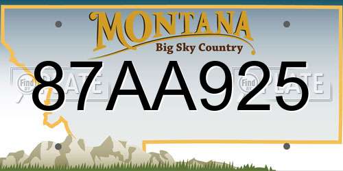 87AA925 Montana License Plate
