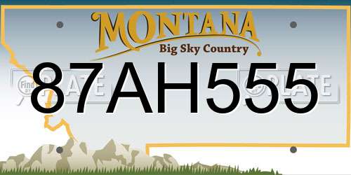 87AH555 Montana License Plate