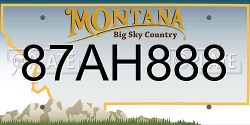 87AH888 Montana License Plate