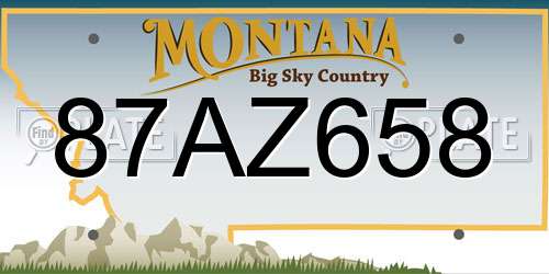 87AZ658 Montana License Plate