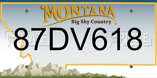 87DV618 Montana License Plate