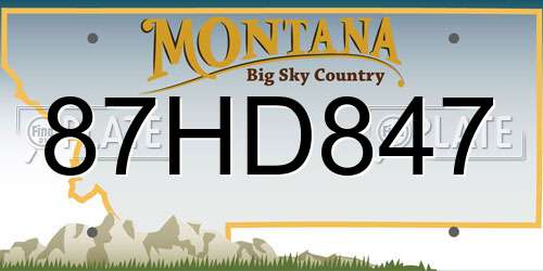 87HD847 Montana License Plate