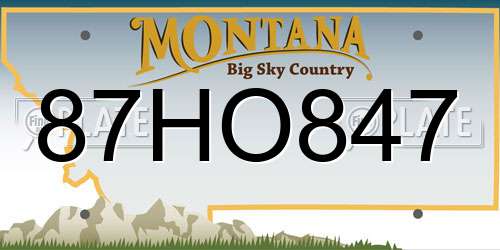 87HO847 Montana License Plate