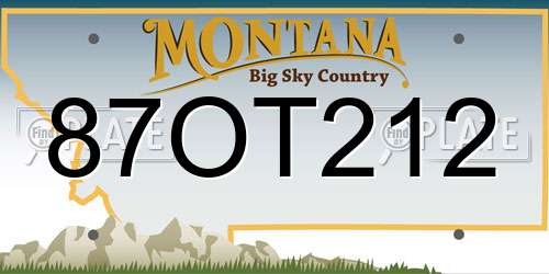 87OT212 Montana License Plate