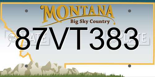 87VT383 Montana License Plate