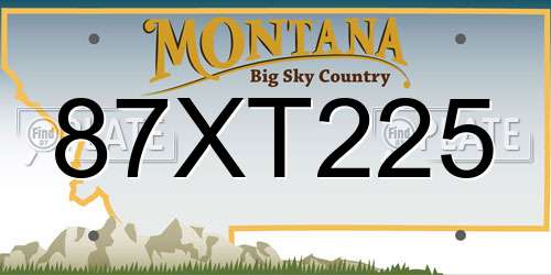 87XT225 Montana License Plate