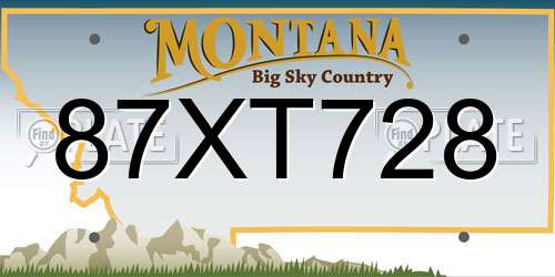 87XT728 Montana License Plate