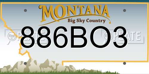 886BO3 Montana License Plate