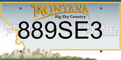 889SE3 Montana License Plate