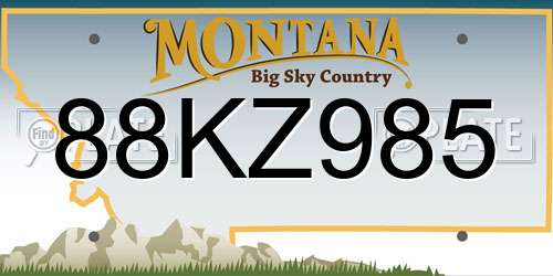 88KZ985 Montana License Plate