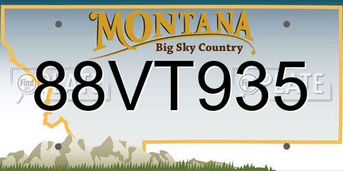88VT935 Montana License Plate