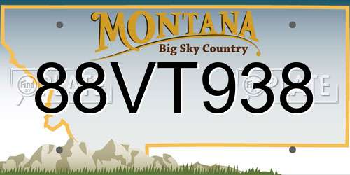 88VT938 Montana License Plate