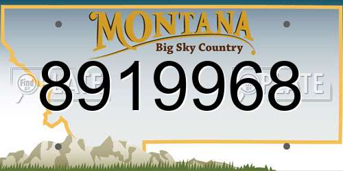 8919968 Montana License Plate