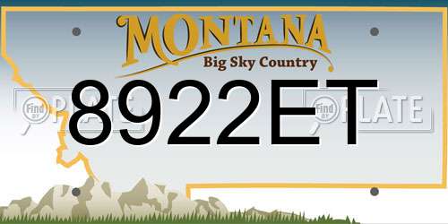 8922ET Montana License Plate
