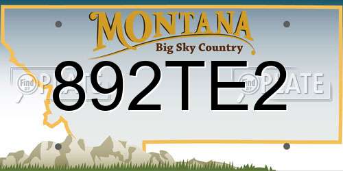 892TE2 Montana License Plate